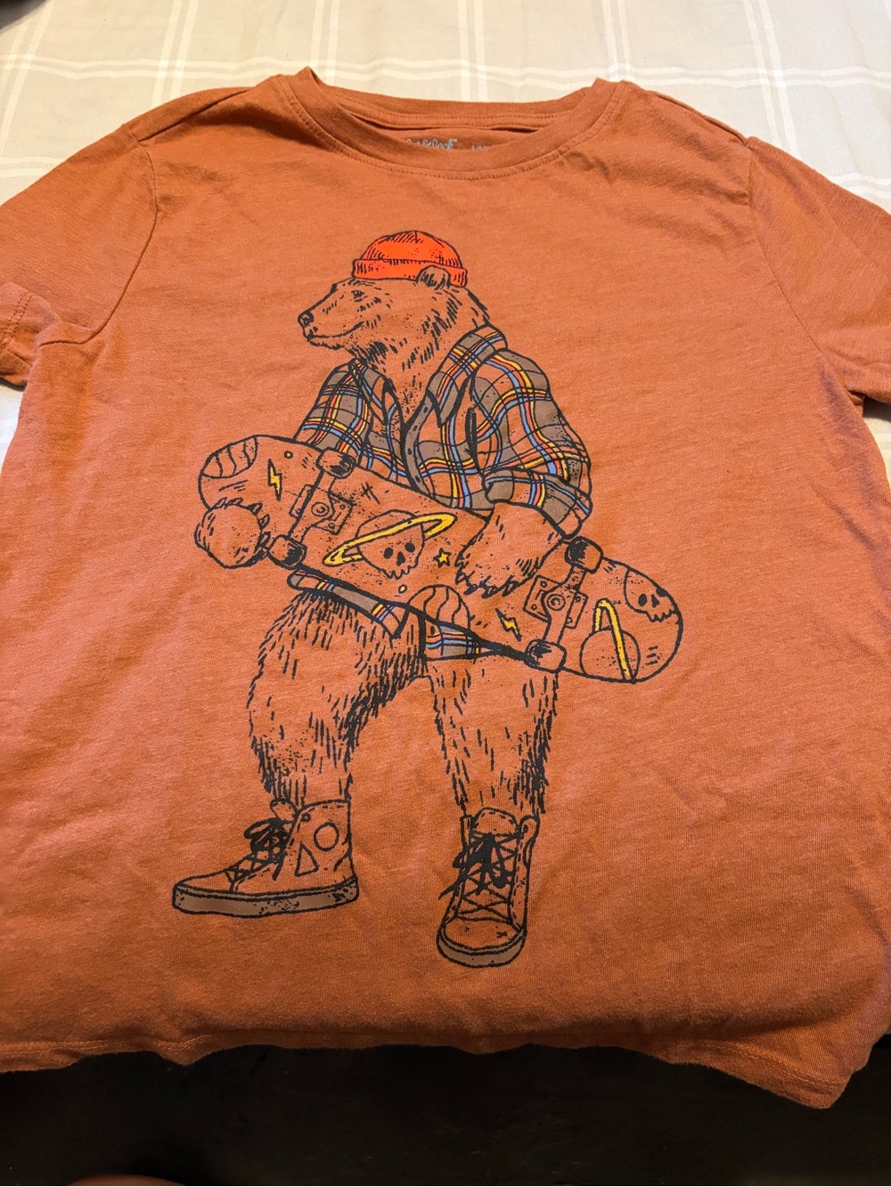 Cat & Jack Orange Graphic Skate Bear Short-Sleeve Tee